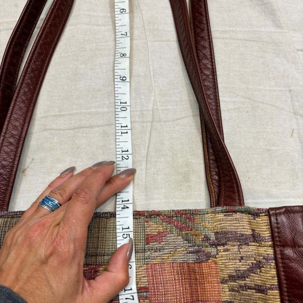 Vintage Deep Red Leather and‎ Patchwork Shoulder … - image 8